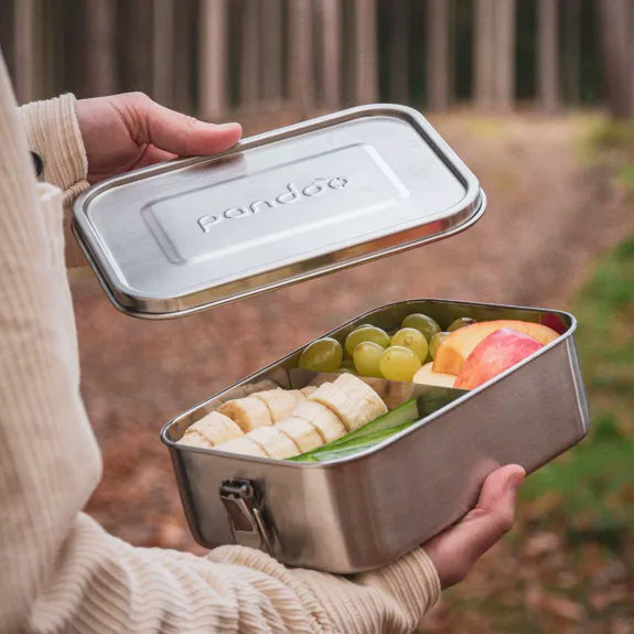boite a repas 100% étanche en inox avec marquage pandoo sur le couvercle