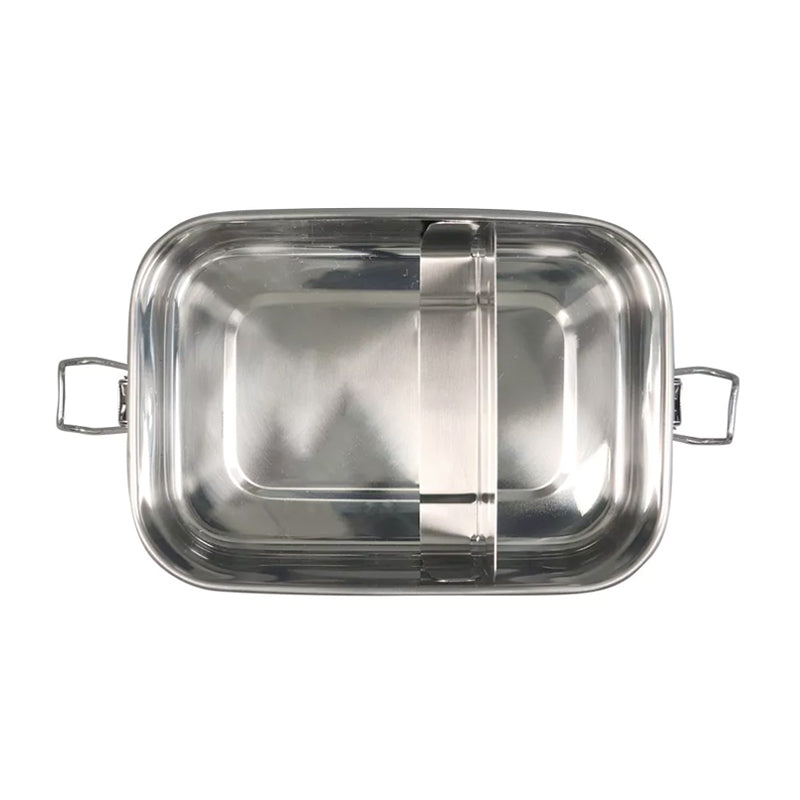 boite inox pour les repas en déplacement, en voyage ou en randonnée, avec séparateur d'aliments inox à l'intérieur