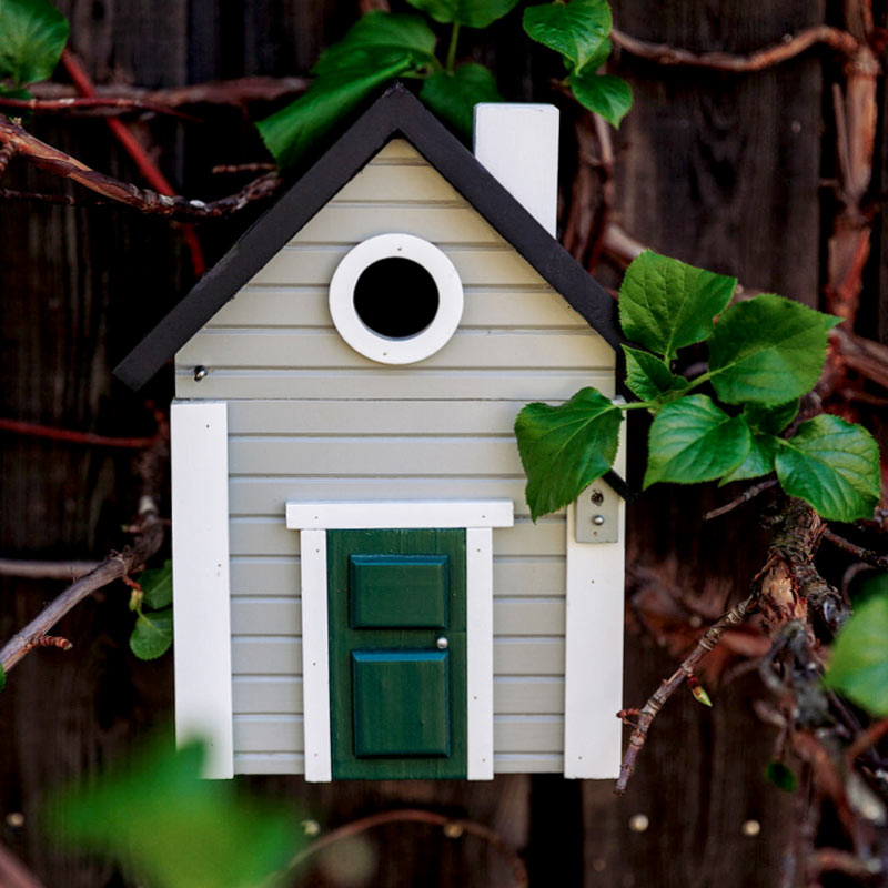 Nichoir à oiseaux Multiholk Maison grise Wildlife Garden - Fait main en bois massif