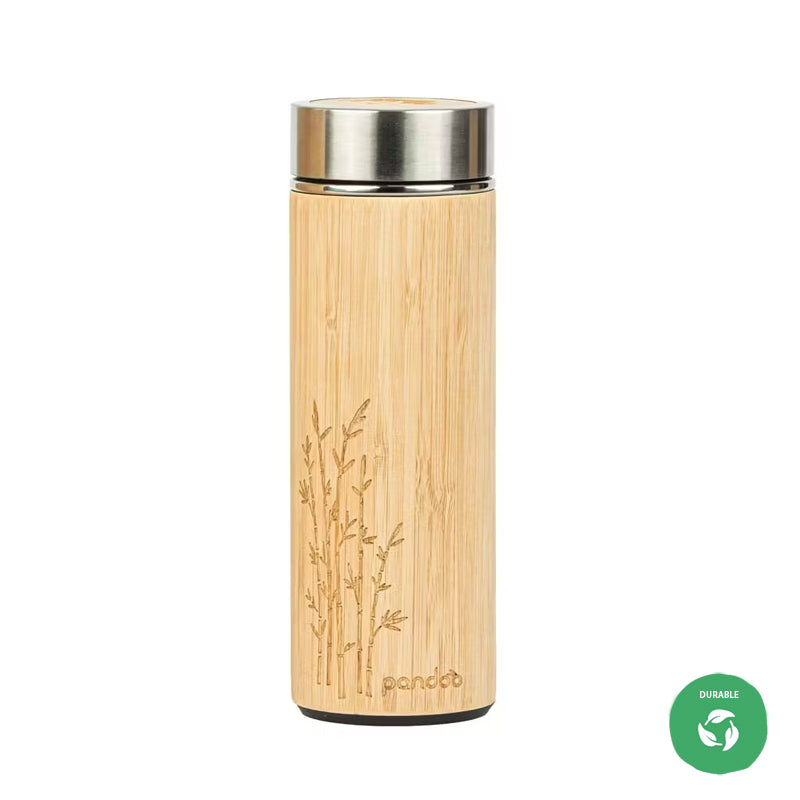 gourde isotherme de 360 ml durable fabriquée en inox et en bambou certifié FSC