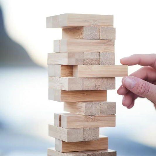 jeu d'habilité et d'adresse façon jenga fabriqué en bois FSC 100% bambou