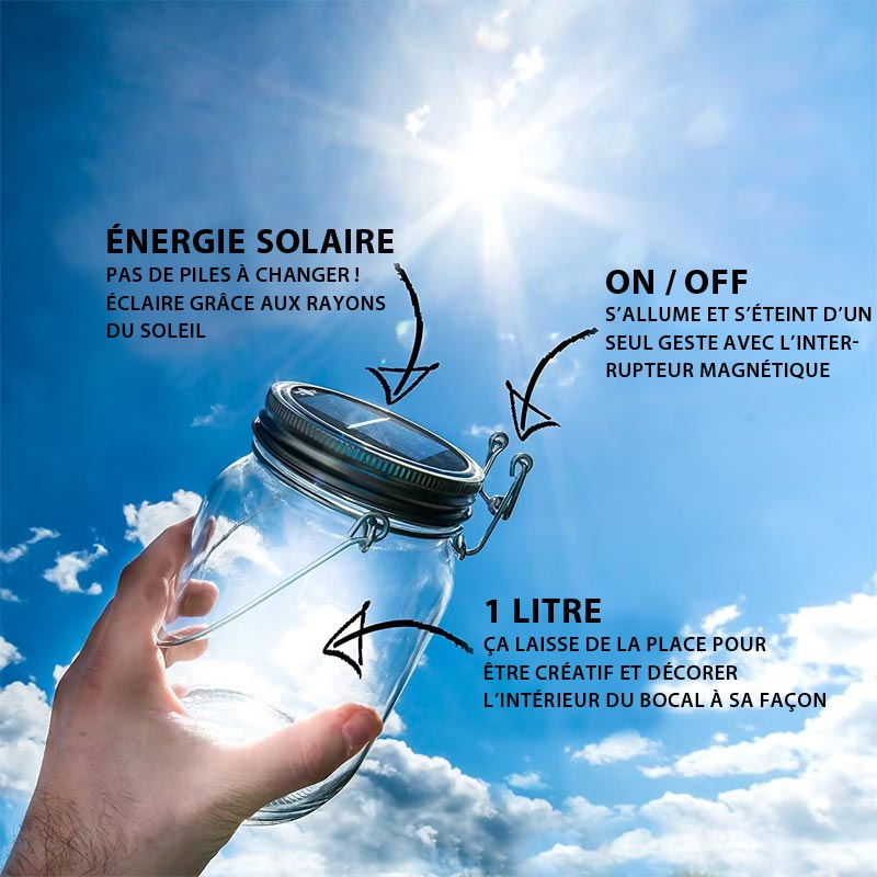 lanterne solaire qui éclaire avec les rayons du soleil. Se recharge dans la journée et éclaire la nuit. Jusqu'à 12h d'autonomie