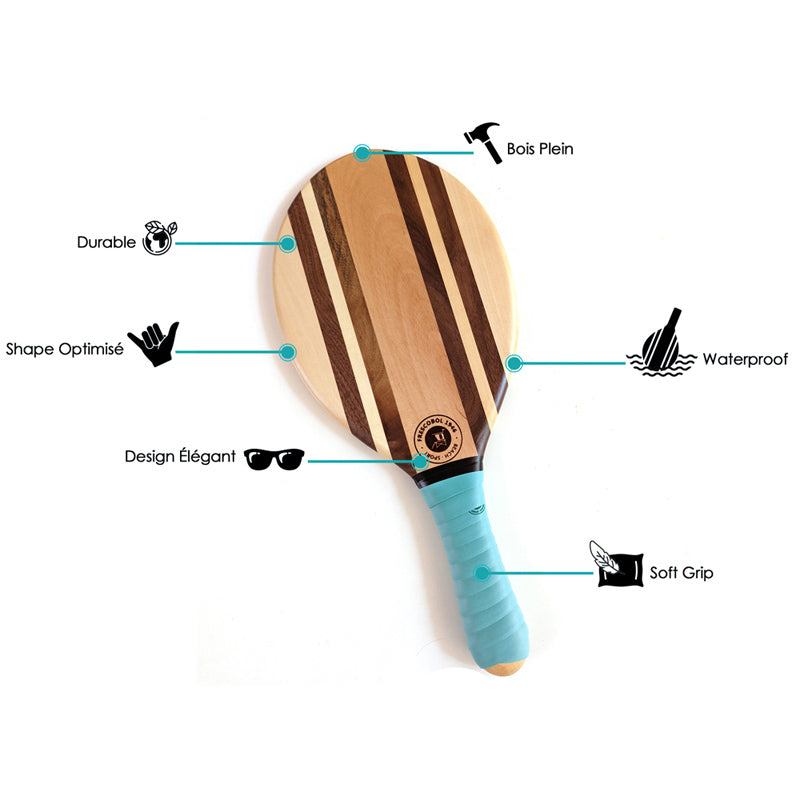 Raquettes durables en bois - Set de 2 raquettes élégantes et robustes fabriquées en bois