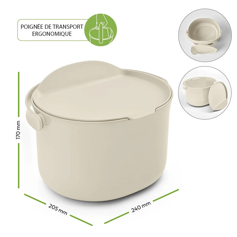 dimensions de la poubelle de cuisine organko daily blanc crème