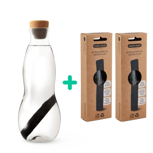 carafe filtrante eau carafe black+blum avec 2 recharges de charbon actif Binchotan incluses