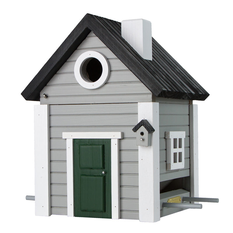 Nichoir mangeoire Maison grise de Wildlife Garden, une jolie cabane à oiseaux de style suèdois pour décorer le jardin