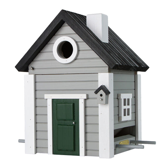 Nichoir mangeoire Maison grise de Wildlife Garden, une jolie cabane à oiseaux de style suèdois pour décorer le jardin