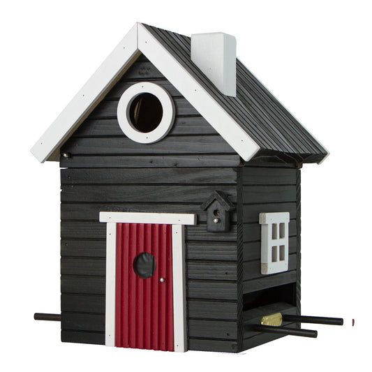 nichoir mangeoire Wildlife Garden maison noire WG 106 à installer dans un jardin