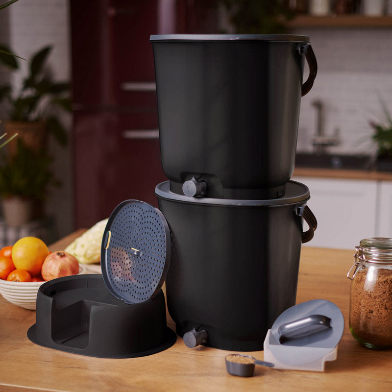 Composteur bokashi Organko Essential set de 2 x15,3L noir