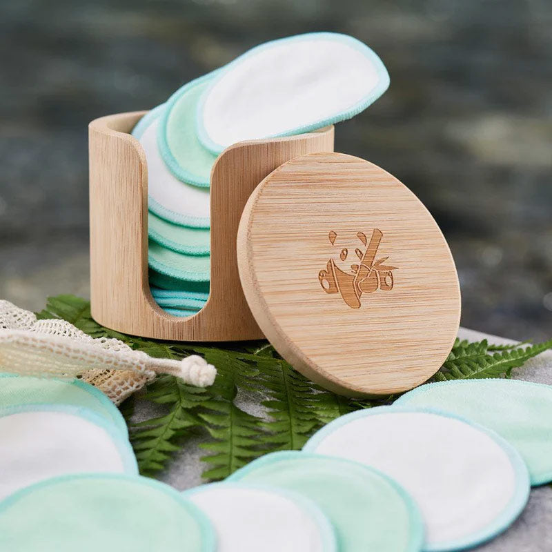 Lot de 18 disques à démaquiller en coton bio, 2 coloris, avec filet de lavage et boite pour les ranger dans la salle de bain