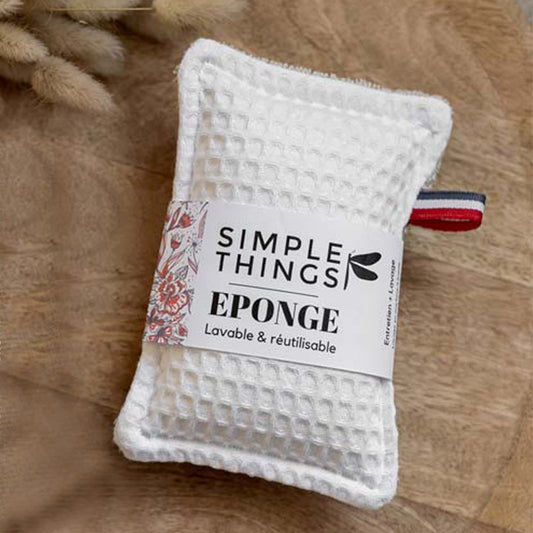 éponge écologique lavable et réutilisable en coton, fabriquée en France, adaptée à toutes les surfaces pour le lavage et l'entretien de la maison