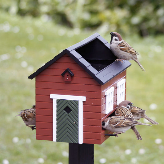 mangeoire avec bain maison rouge wildlife garden WG352