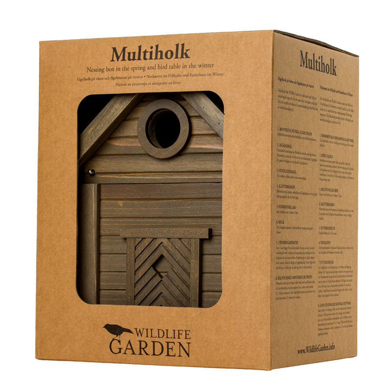 Un cabane à oiseaux haut de gamme pour les oiseaux : nichoir au printemps, mangeoire en hiver, bel objet décoratif pour le jardin, bois massif de qualité, durable et écologique