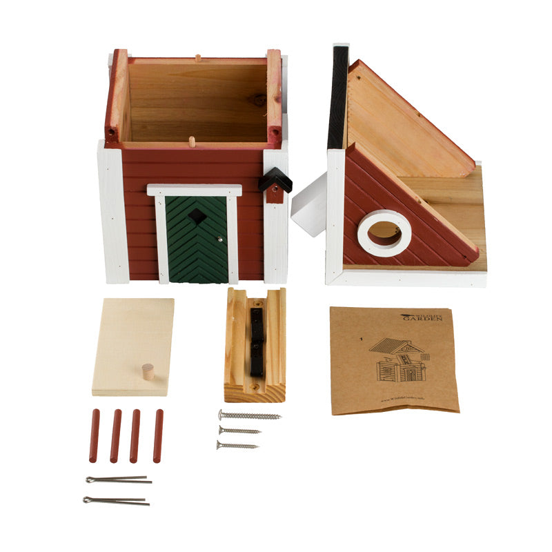 Nichoir Multiholk rouge Wildlige Garden, l'abri à oiseaux idéal pour les petits oiseaux et bel objet décoratif pour le jardin. Pour un jardin vivant et décoré toute l'année