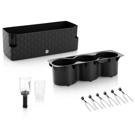 Jardinière à aromates auto-irrigante d'intérieur/extérieur Cobble trio - gris anthracite