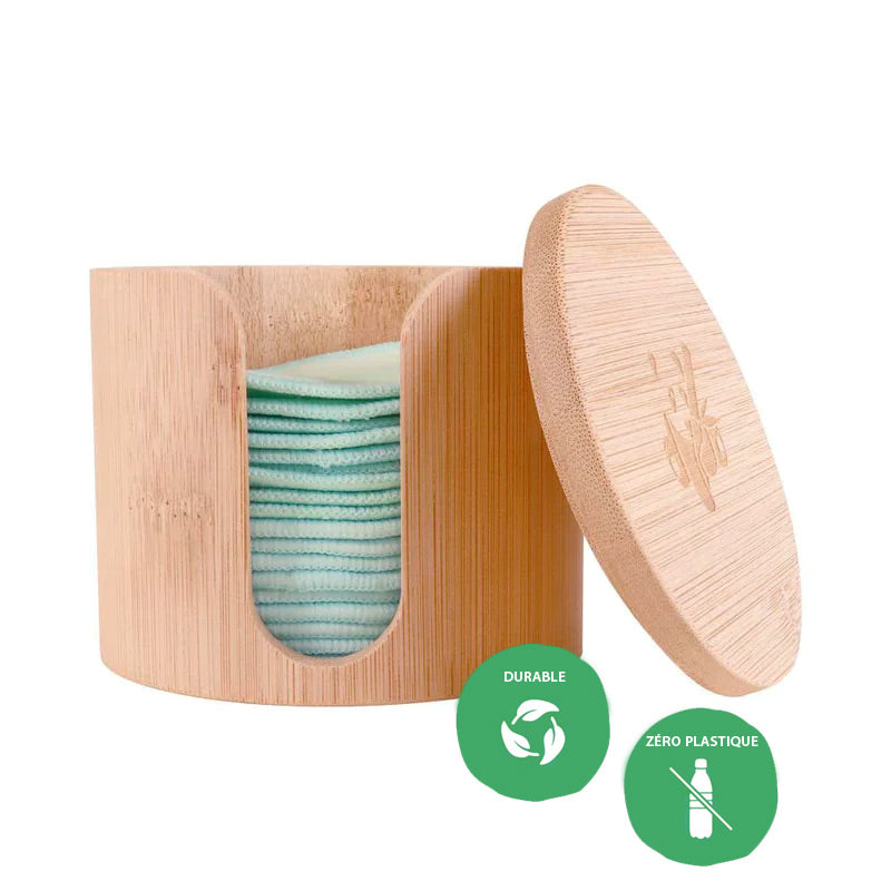 Boîte de 18 cotons démaquillants 2 coloris, blanc et vert menthe, pour réduire les déchets dans la salle de bain