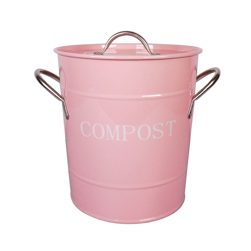 jolie poubelle à compost rose pour le plan de travail de la cuisine