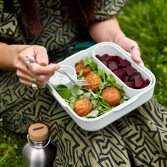 Lunch Box en Fibre de blé Verte Triple-compartiment Compatible