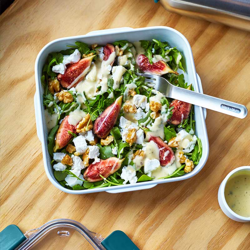 lunch box Black+Blum avec fourchette inox, compartiment amovible et pot à sauce étanche