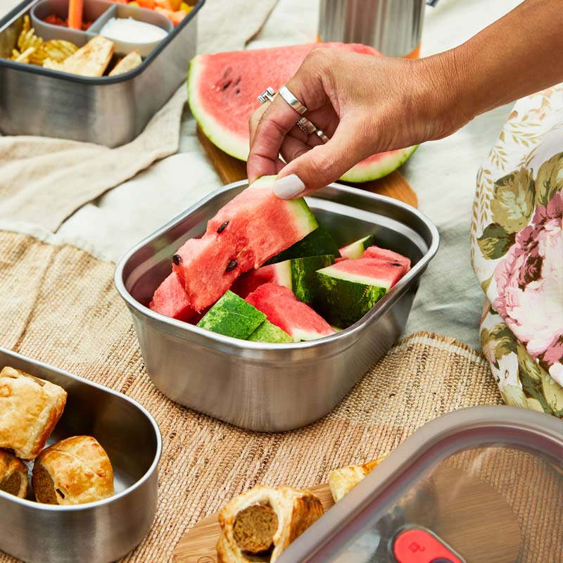 boite alimentaire multifonction en inox compatible four, congélateur, micro-ondes et lave-vaisselle