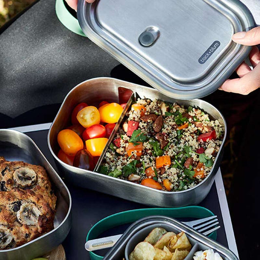 boite à repas solide en inox avec fourchette intégrée et séparateur d'aliments pour apprécier vos repas partout où que vous soyez