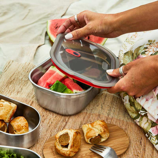 Boîte alimentaire multifonction en inox 1200 ml Black+Blum avec couvercle étanche, idéale pour transporter un repas