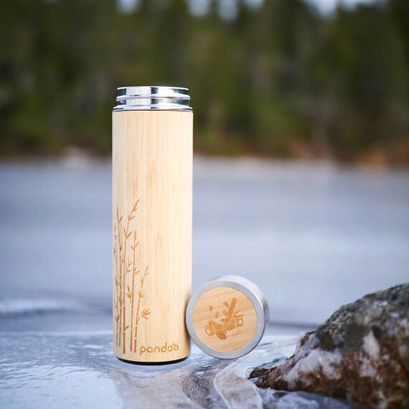 gourde thermos pandoo en inox recouvert de bambou FSC Pandoo 480ml