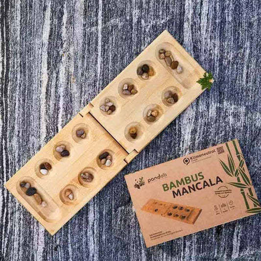 Jeu ancestral de réflexion et de stratégie Mancala - Pliable et portable, fabriqué en bambou