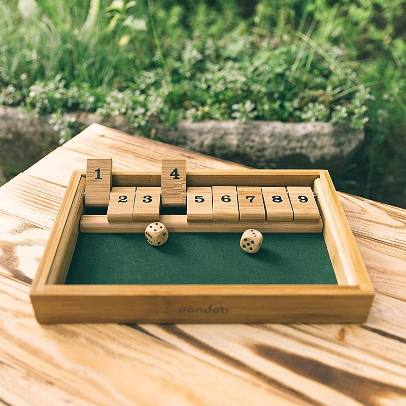 Jeu de dés Fermer la boîte - Shut the box - 9 clapets numérotés, 13 Jeu de dés Fermer la boîte - Shut the box - 9 clapets numérotés, 13