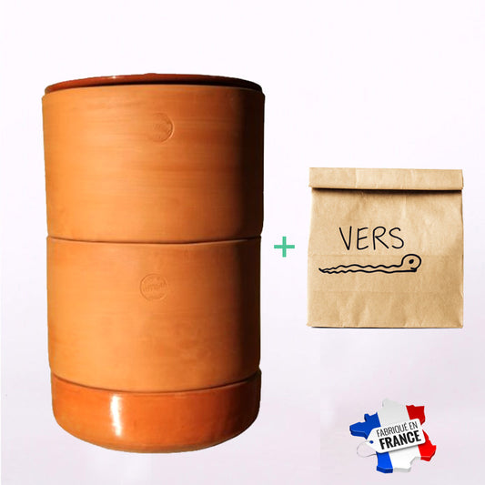 Lombricomposteur d’intérieur avec double compartiment, composteur écologique pour la maison permettant de recycler les déchets alimentaires et de produire un engrais naturel; lombrics fournis avec