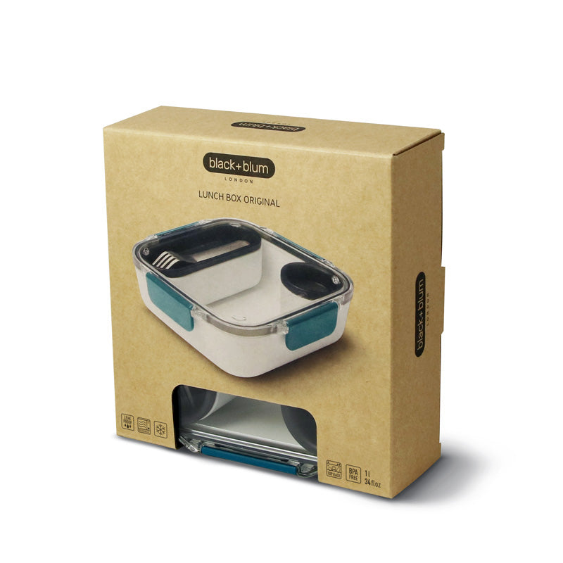 Boîte à repas Black+Blum Original Ocean 1L dans son emballage – lunch box bento design durable