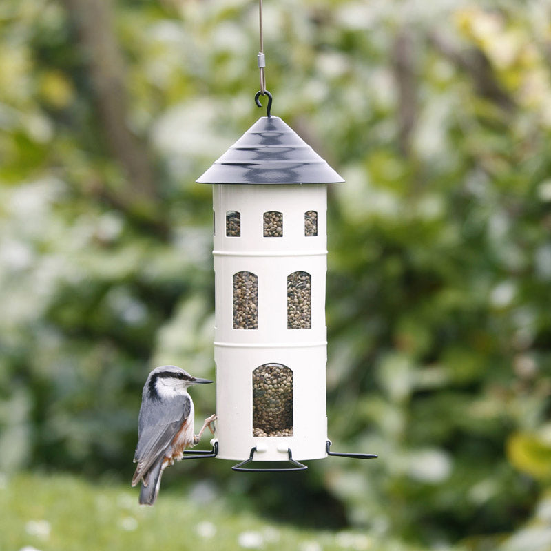 mangeoire wildlife garden blanche spéciale graines à suspendre dans le jardin