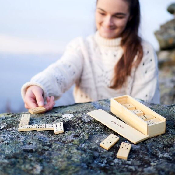 jeu de dominos 28 pièces avec boîte de rangement en bambou fsc