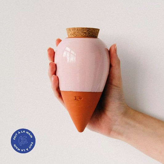 Olla pepin rose pour un arrosage progressif et autonome des plantes