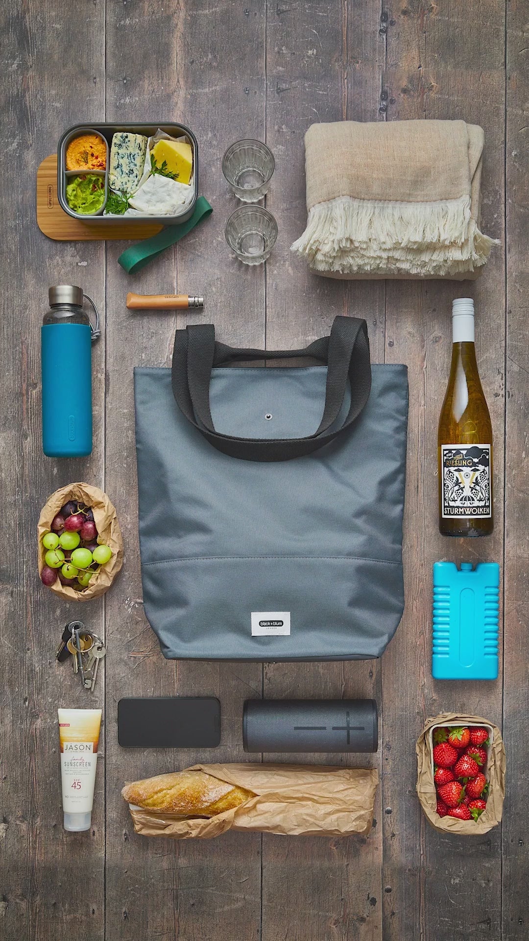 Sac cabas isotherme Black+Blum Slate 16L grande capacité pour transporter toutes sortes d'affaires : repas, boissons, courses