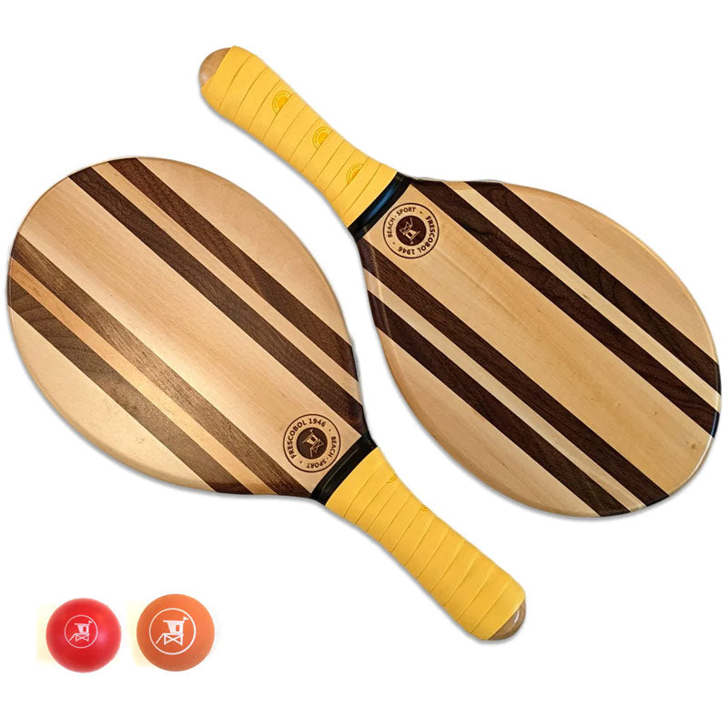 jolie jeu de plage en bois pour toute la famille avec grips jaunes, aussi disponibles dans d'autres coloris