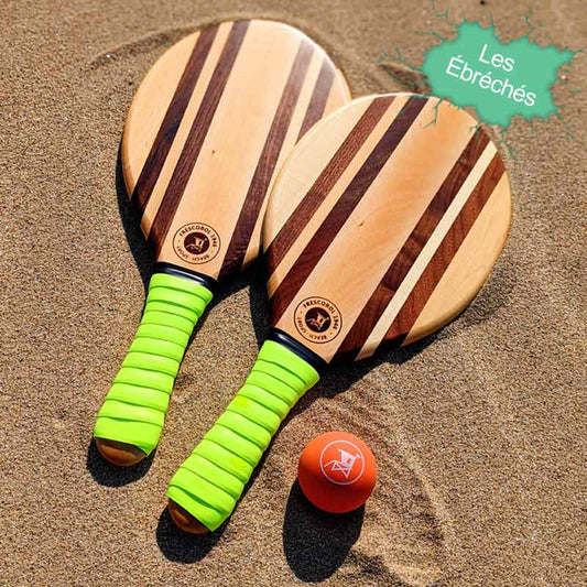 Raquettes de plage en bois élégantes et robustes - Article neuf avec défaut à -50%