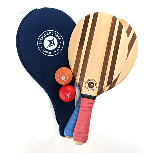 Jeu de raquette en bois haut de gamme Frenchie Edition avec sacoche bleu marine