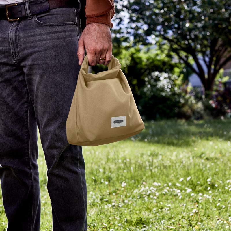Lunch bag beige isotherme en tissu recyclé pour transporter facilement ses repas partout avec soi