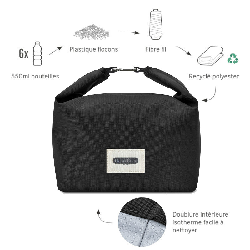 Un sac à déjeuner isotherme de 6,7 litres, fabriqué à partir de PET recyclé, et assez grand pour transporter vos repas et vos collations.