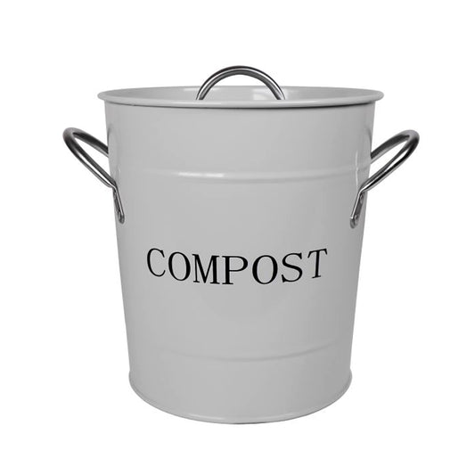 charmant seau à compost gris clair pour le tri des biodéchets dans la cuisine