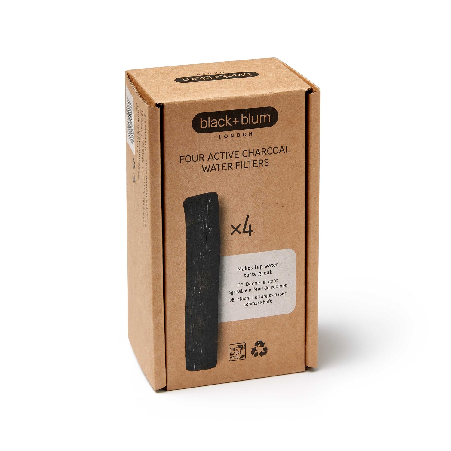 emballage du pack de 4 filtres de charbon actif binchotan black+blum