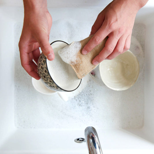 éponge lavable réutilisable 100% naturelle fabriquée en coton biologique et jute naturelle