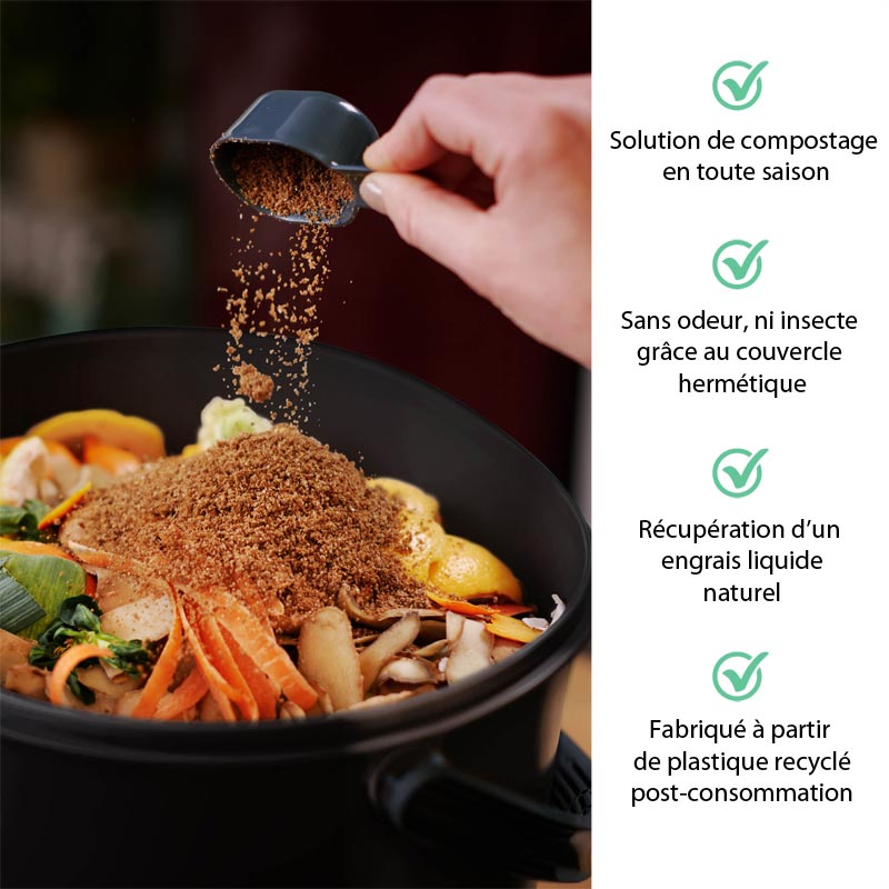 un composteur bokashi est une solution de compostage en toute saison qui présente de nombreux avantages