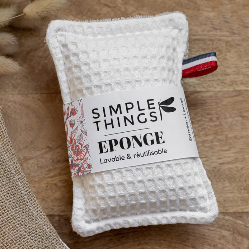 éponge lavable en coton et jute Simple Things fabriquée en France