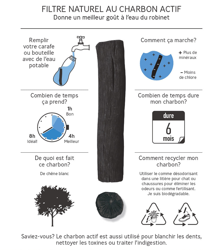 Bâton de charbon actif filtre eau