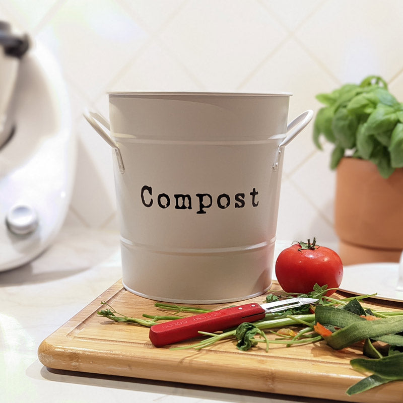 Compost seau Bin cuisine cier couvercle déchets Pail plastique crème  intérieure