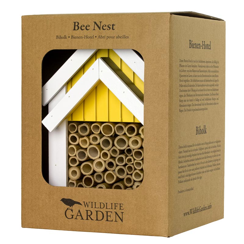 Carton d'emballage packaging de l'abri pour abeilles Biholk jaune de Wildlife Garden