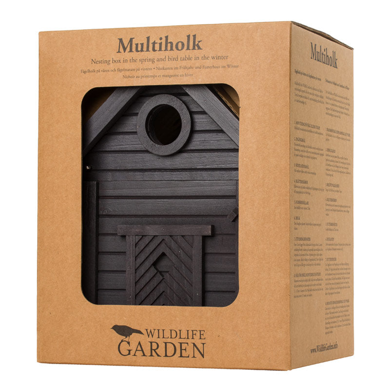 cabane à oiseaux nichoir mangeoire wildlife Garden Multiholk monochrome noir charbon WG1127