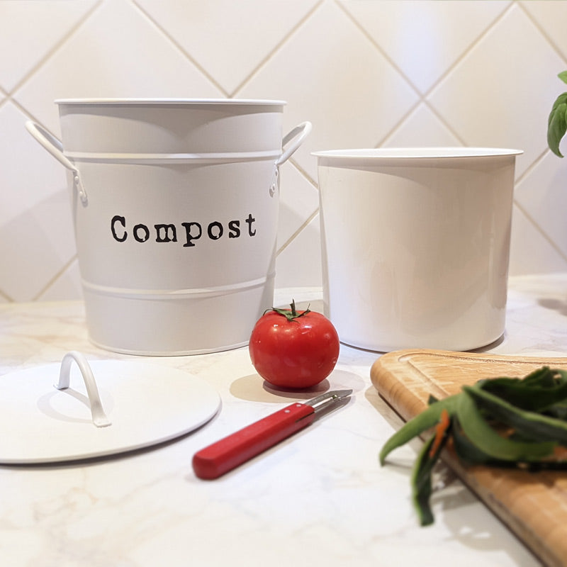 Perfnique Bac à Compost de Cuisine, bac à Compost de comptoir de 5 litres  avec Couvercle, Seau à Compost intérieur avec Doublure intérieure et Filtre  à Charbon, Petit bac à Compost 